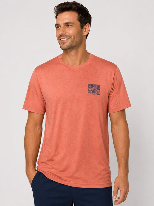 NWT Havana Jim Crew Neck Short Sleeve Logo T-Shirt Coral Heather XXL