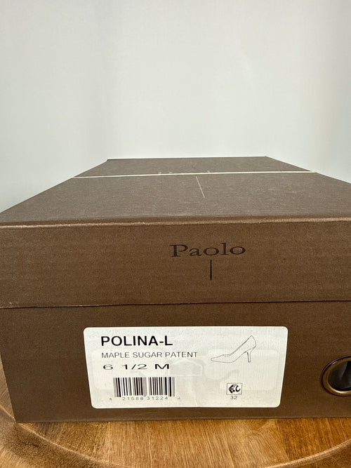 NWB Linea Paolo Polina Maple Sugar Patent Pointed Toe Pumps Size 6.5