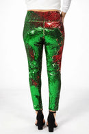 NWT Tipsy Elves Red & Green Reversible Sequin High Waisted Leggings Size Large
