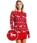 NWT Tipsy Elves Women's Red Reindeer Sweater Dress Size Large