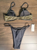 NWT Cupshe Bikini Set Black Yellow 2 Piece Size Medium