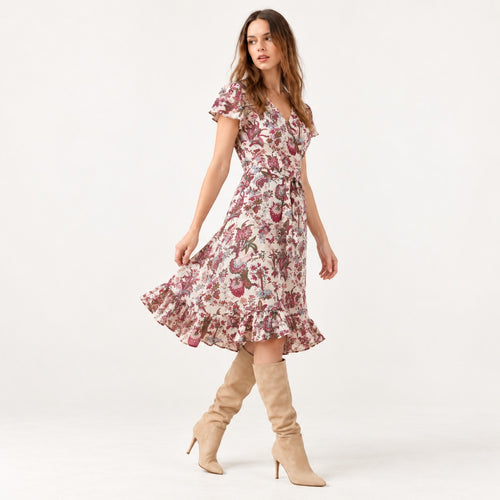 NWT Guadalupe Astrid Floral Wrap Midi Dress Size Medium