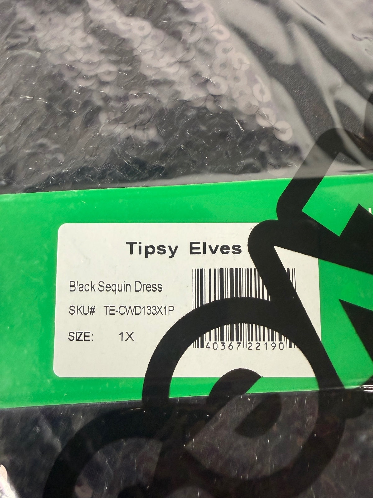 NWT Tipsy Elves Women's Black Sequin Dress Size 1X