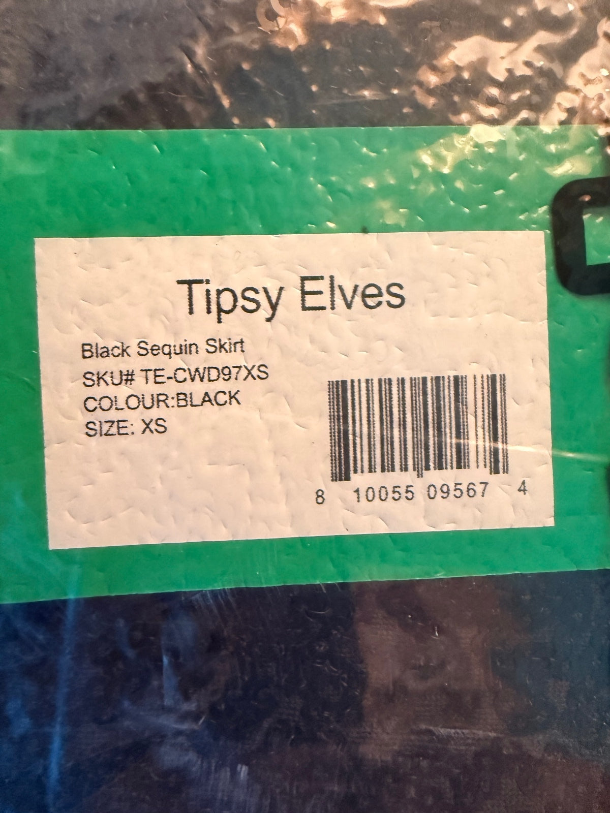 NWT Tipsy Elves Women's Black Sequin Skirt Size XS