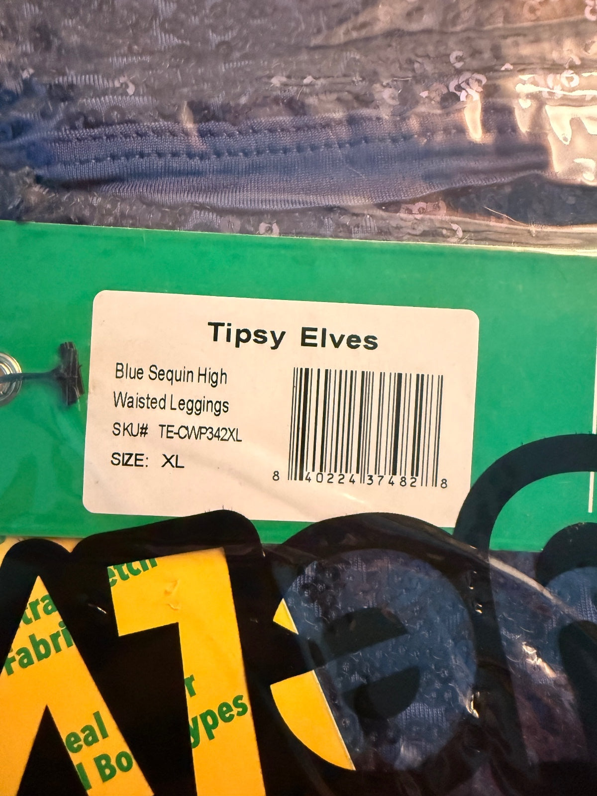 NWT Tipsy Elves Women's Blue Sequin Leggings Size XL