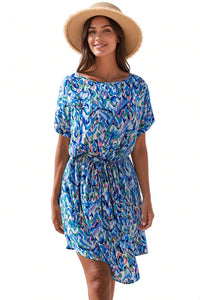 NWT Cupshe Abstract Print Belted Mini Dress Size Small