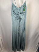NWT Halara Ribbed Cowl Neck Lace Up Midi Dress Clear Green Size Large