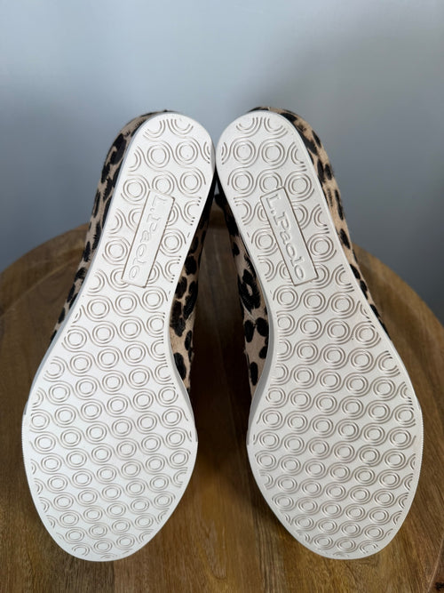 NWB Linea Paolo Anna 3 White Black Leopard Wedge Sneakers Size 7