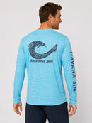 NWT Havana Jim Performance Fishing Long Sleeve Shirt Aqua Blue Medium