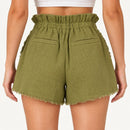 NWT Something Navy Ryan Paperbag Green Shorts Frayed Hem Size XS