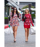 NWT Tipsy Elves Women's Red Reindeer Sweater Dress Size Large