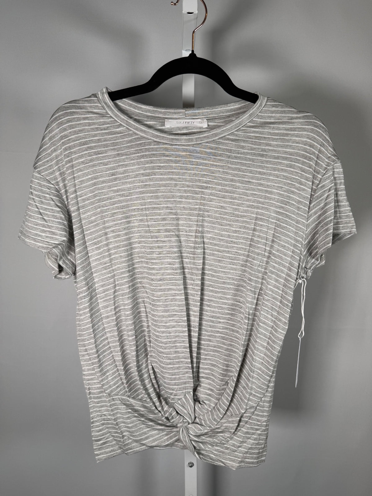 NWT Six Fifty Heather Gray Twist Front Short Sleeve Top Size XS