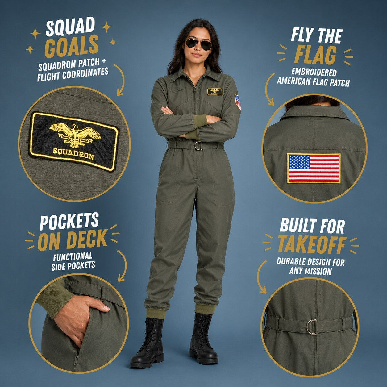 NWT Tipsy Elves Pilot Costume Green Size XXL