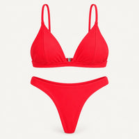 NWT Cupshe Red Triangle Bikini Adjustable Straps Thong 2 Piece Size M