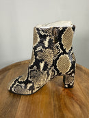 NWB Linea Paolo Wylda Natural Snake Print Leather Block Heel Ankle Boot Size 5.5
