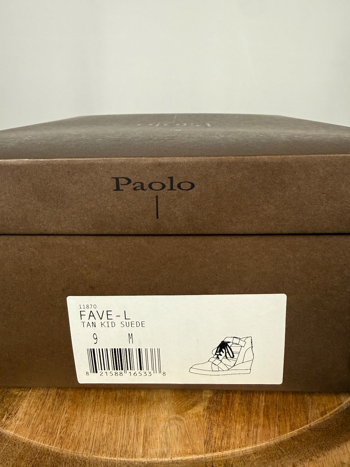 NWB Linea Paolo Fave Tan Kid Suede Cutout Wedge Sneakers Size 9