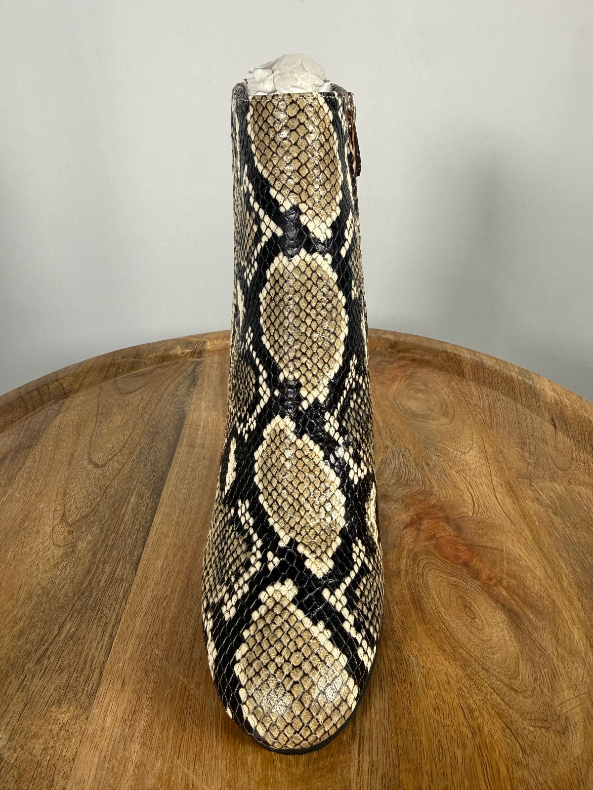 NWB Linea Paolo Wylda Natural Snake Print Leather Block Heel Ankle Boot Size 5.5