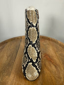 NWB Linea Paolo Wylda Natural Snake Print Leather Block Heel Ankle Boot Size 5.5