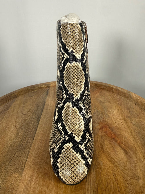 NWB Linea Paolo Wylda Natural Snake Print Leather Block Heel Ankle Boot Size 5.5