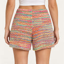 NWT Something Navy Rainbow Multicolor Knit Sweater Shorts Size Medium