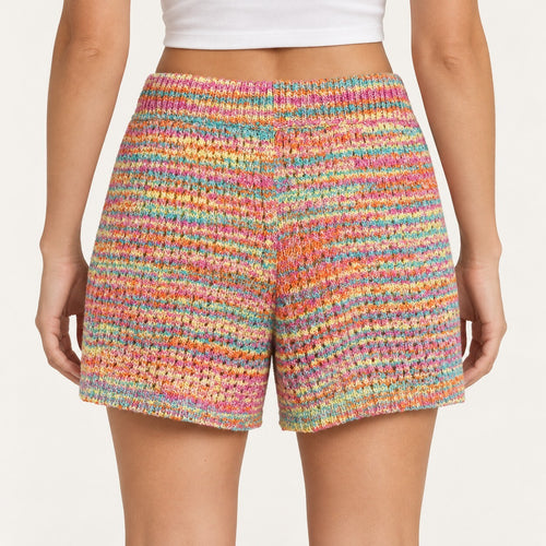 NWT Something Navy Rainbow Multicolor Knit Sweater Shorts Size Medium