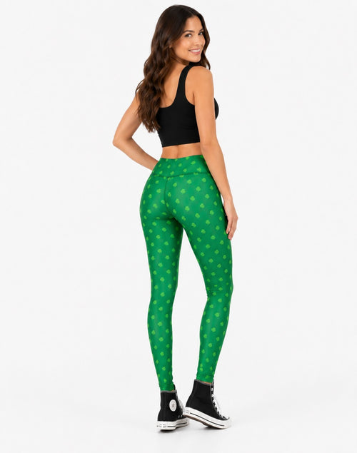 NWT Tipsy Elves Women's Green Clover Leggings Size XL