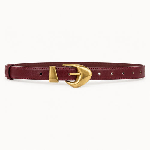 NWT 8 Other Reasons Women’s Harper Burgundy Gold Buckle Belt Size S/M