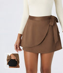 NWT Halara Suede Wrap Side Tie Mini Skirt Pecan Pie Brown Size S