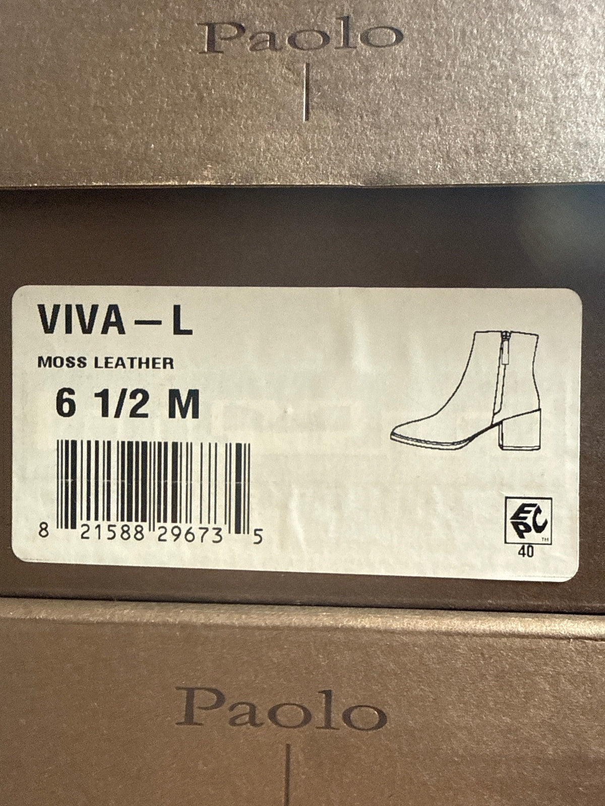 NWB Linea Paolo Viva Moss Leather Pointed Toe Block Heel Ankle Boots Size 6.5