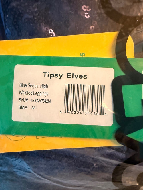 NWT Tipsy Elves Women's Blue Sequin Leggings Size Medium
