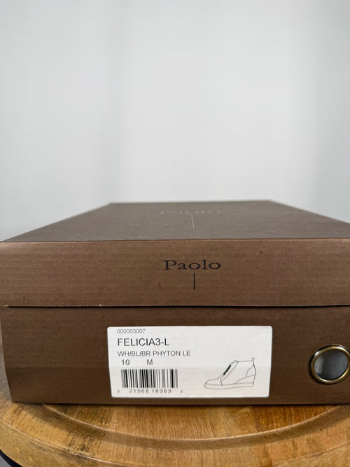 NWB Linea Paolo Felicia 3 Python Print Leather Wedge Sneakers Size 10