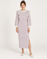 NWT Something Navy Meghan Floral Ruffle Sweatshirt Dress White Size M
