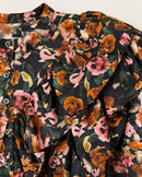 NWT Something Navy Floral Ruffle Button Up Dress Black Combo Size Medium