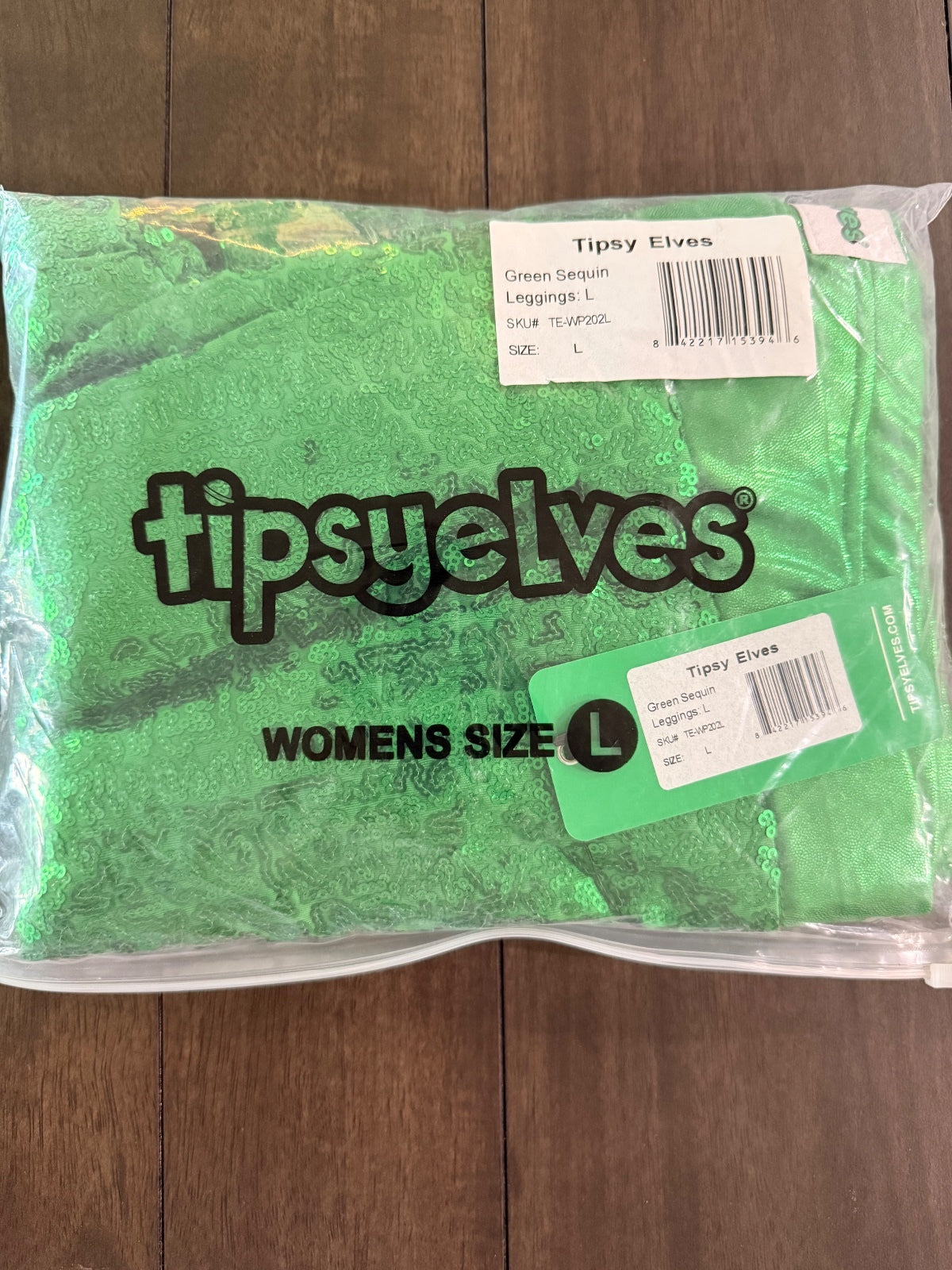 NWT Tipsy Elves Green Sequin High Waisted Leggings Size Large