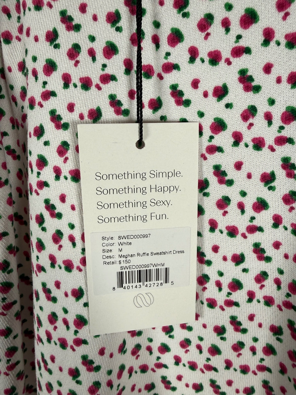 NWT Something Navy Meghan Floral Ruffle Sweatshirt Dress White Size M