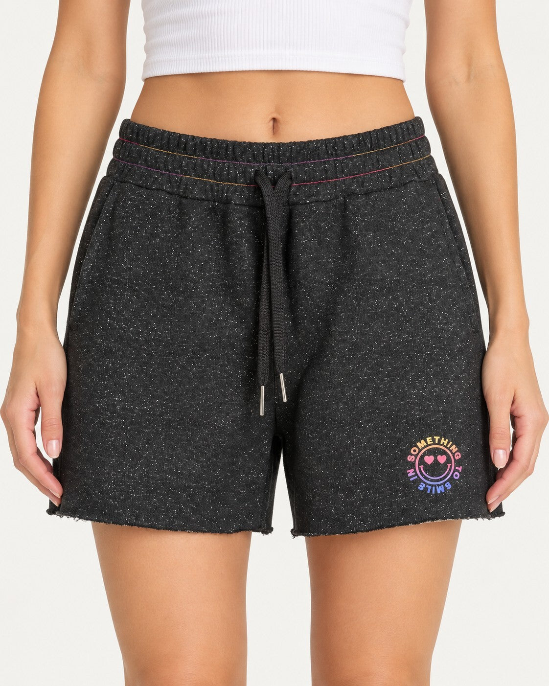 NWT Something Navy Something to Smile In Black Sweatshorts Size XS
