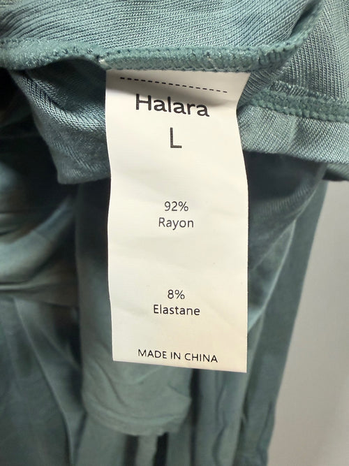 NWT Halara Ribbed Cowl Neck Lace Up Midi Dress Clear Green Size Large
