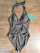 NWT Cupshe Black Halter Cutout O-Ring One Piece Swimsuit Size Small
