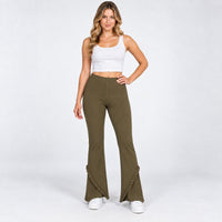 NWT Halara High Waisted Ruffle Hem Flare Pants Olive Size XS
