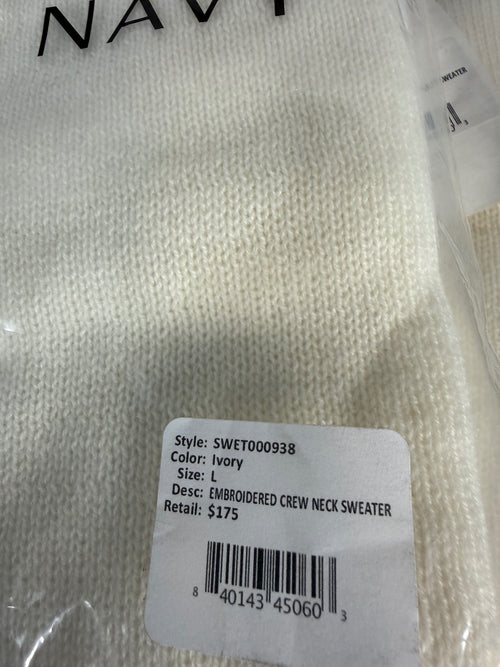 NWT Something Navy Ivory Floral Embroidered Crew Neck Sweater Size Large