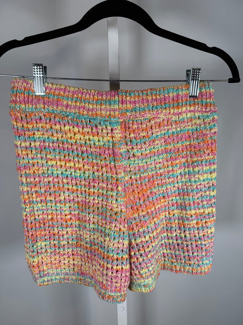 NWT Something Navy Rainbow Multicolor Knit Sweater Shorts Size Medium