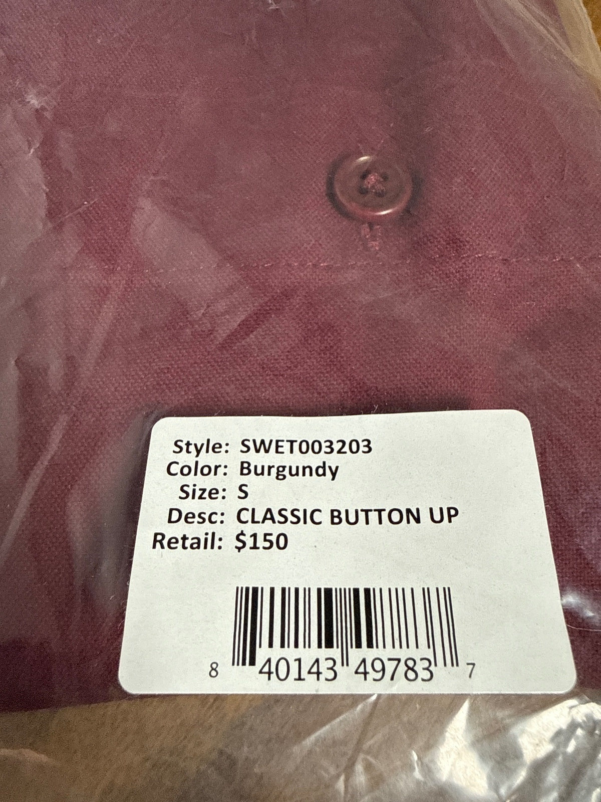 NWT Something Navy Burgundy Classic Button Up Long Sleeve Shirt Size Small