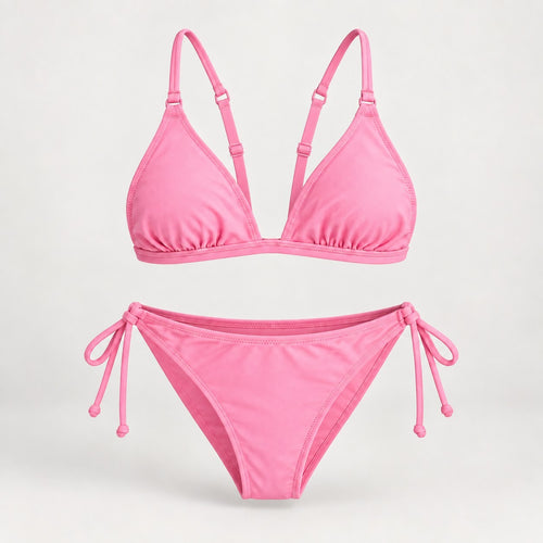 NWT Cupshe Pink Side Tie Two Piece Bikini Swimsuit Size Small