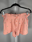 NWT Something Navy Hazel Floral Paperbag Sweatshorts Pale Peach Size XS