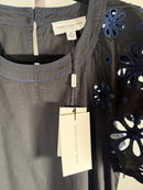NWT Something Navy Black Combo Floral Eyelet Embroidered Tiered Dress Size XS