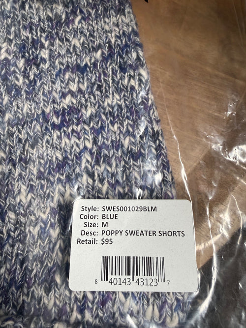 NWT Something Navy Poppy Blue Marled Knit Sweater Shorts Size Medium