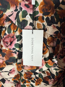 NWT Something Navy Cream Multi Floral Ruffle Long Sleeve Blouse Size Medium