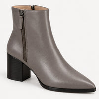 NWB Linea Paolo Viva Moss Leather Pointed Toe Block Heel Ankle Boots Size 7.5