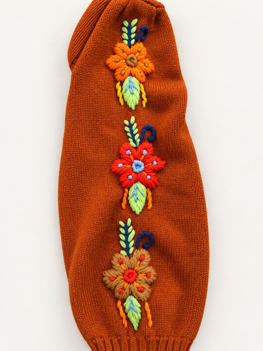 NWT Something Navy Burnt Orange Floral Embroidered Crew Neck Sweater Size XS