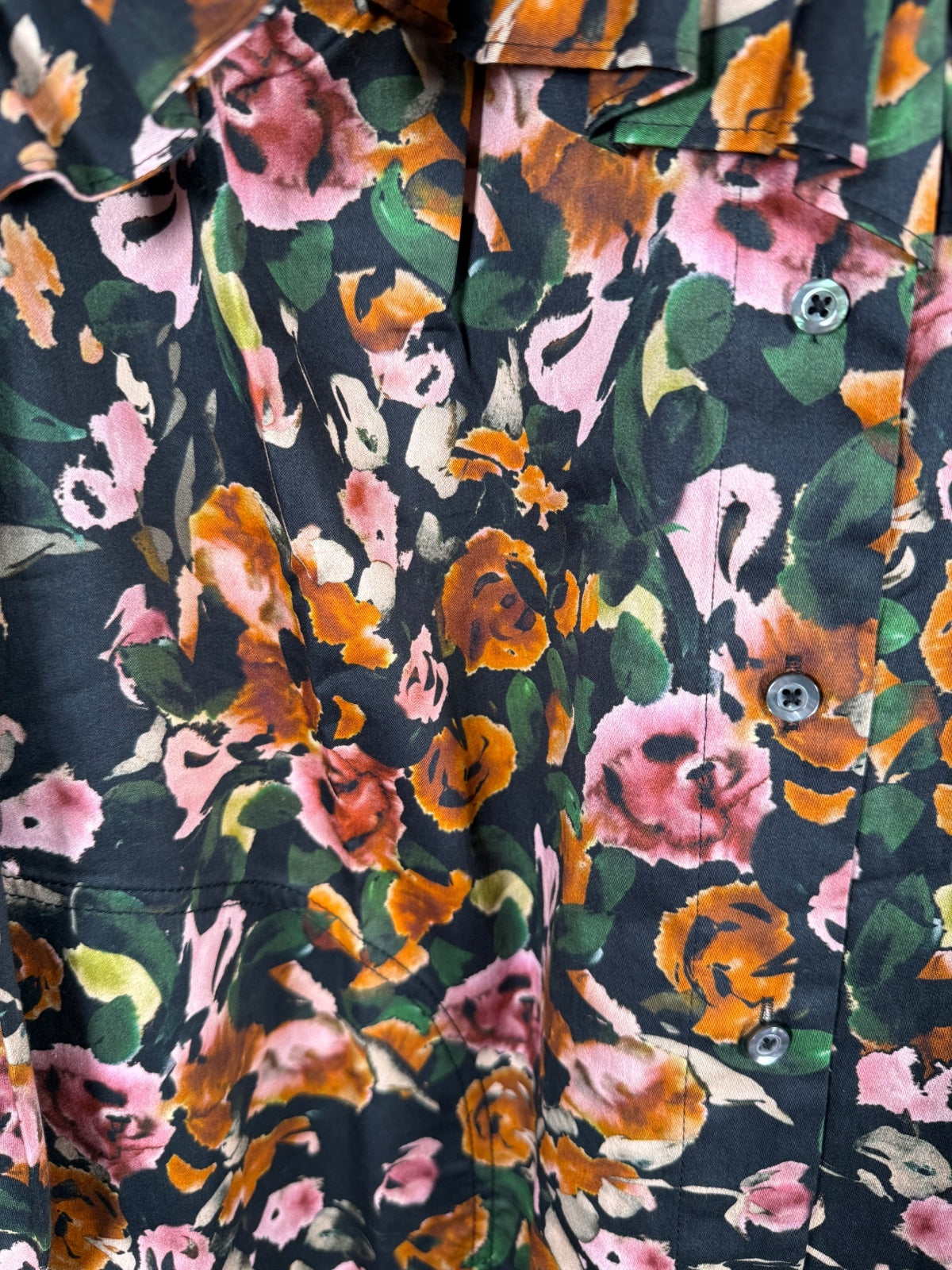 NWT Something Navy Floral Ruffle Button Up Dress Black Combo Size Small